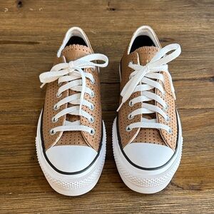 Converse All Star Tan Perforated Sneakers with White Accents